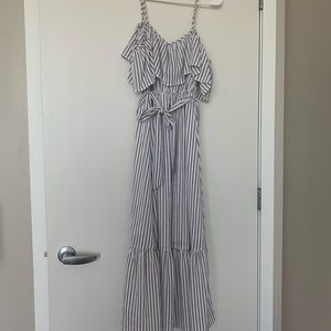 Striped cold shoulder maxi dress
